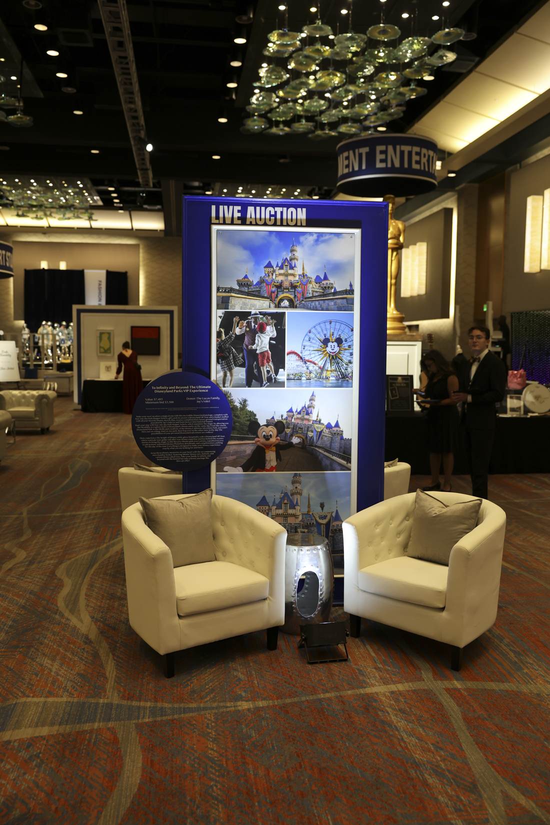 Live auction display for a Disneyland VIP experience package