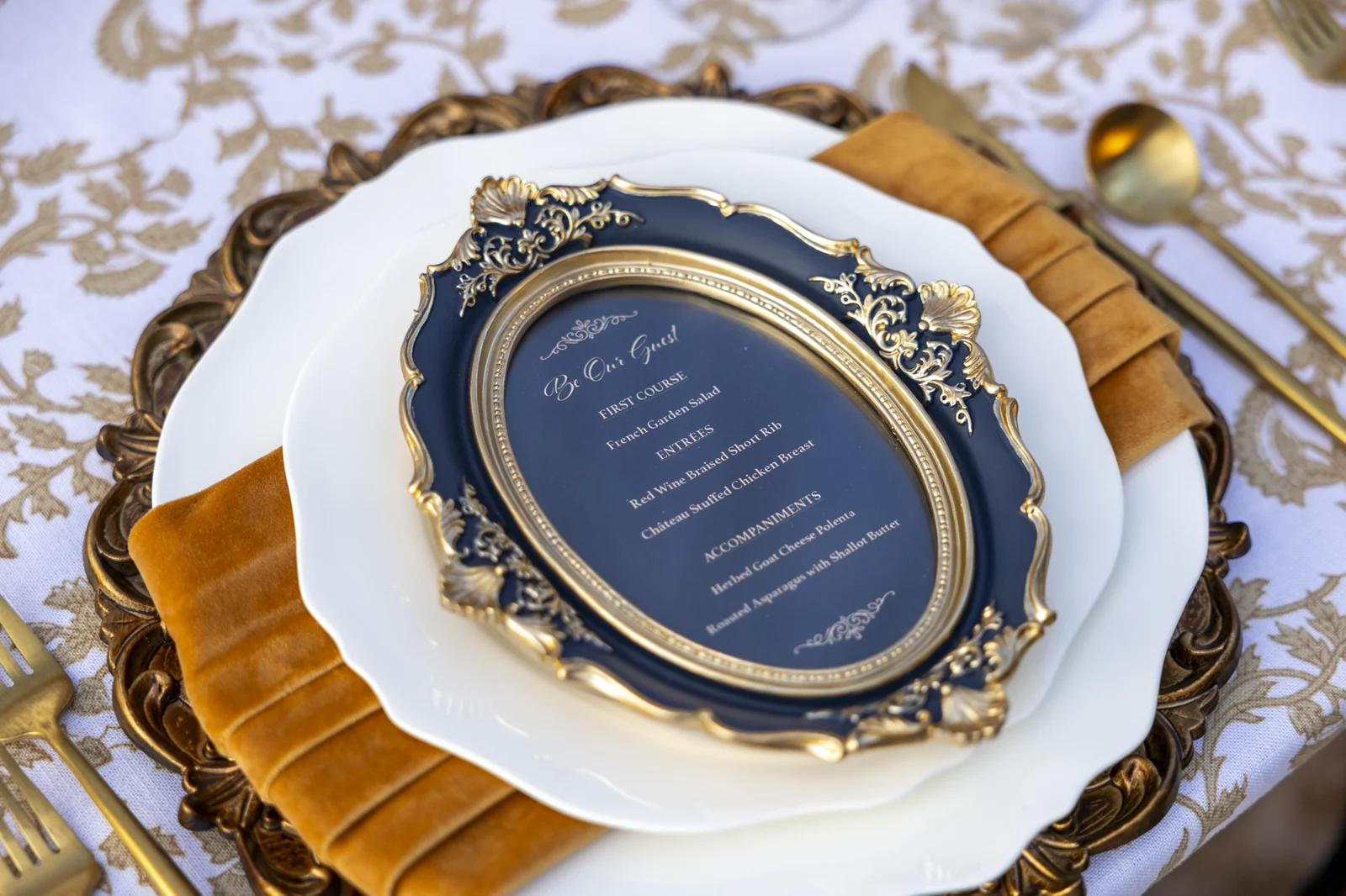 Printed menu card at every place setting