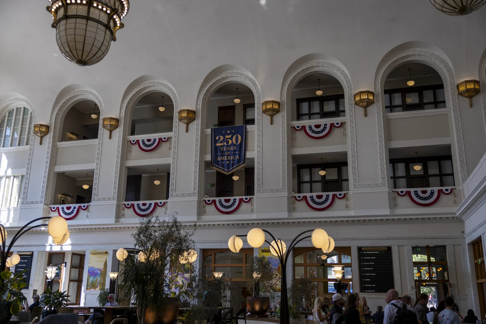 America 250 banners at Union Station