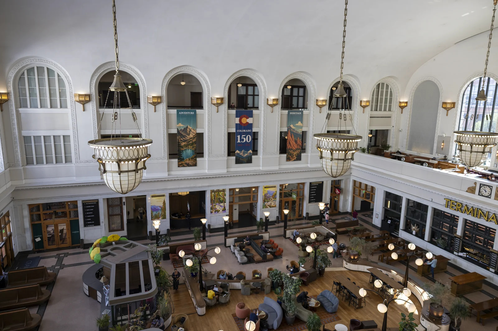 The banner set seen from the mezzanine