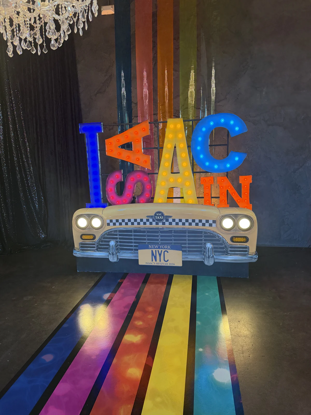 New York marquee letters and taxi