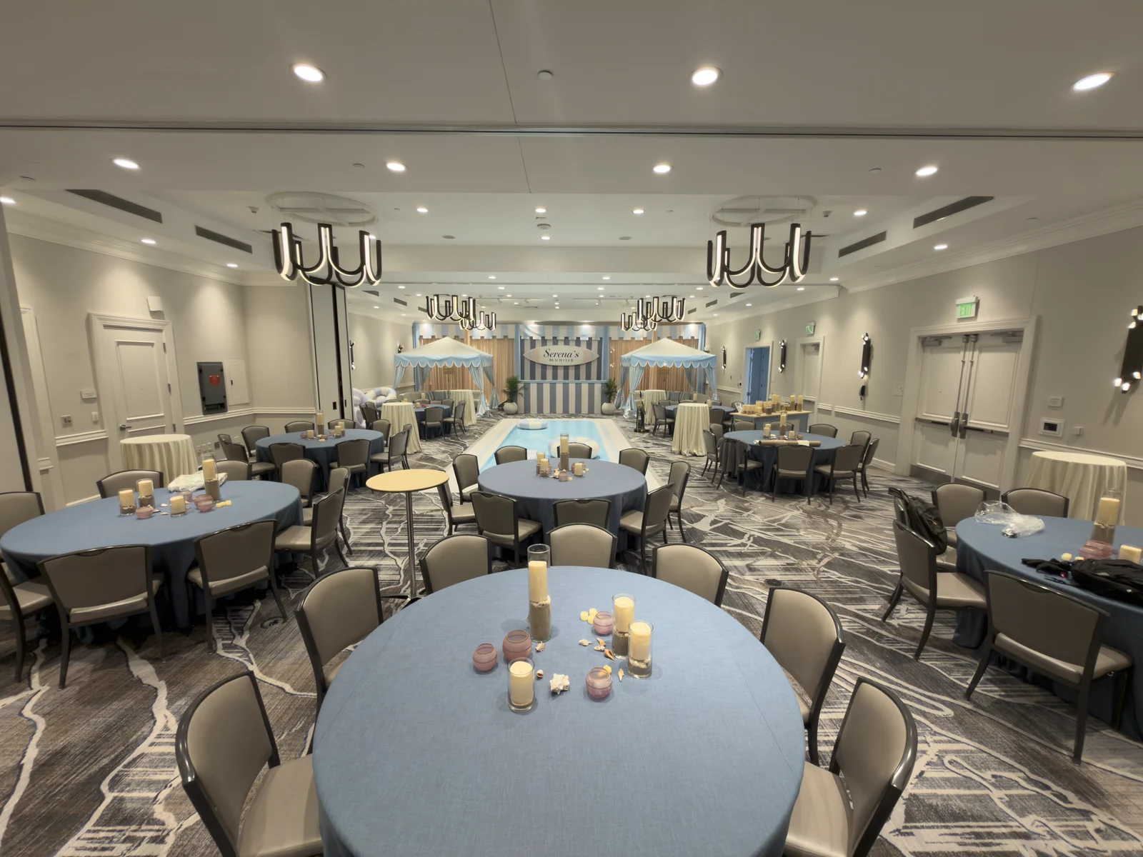 The full ballroom set with tables before guests arrive