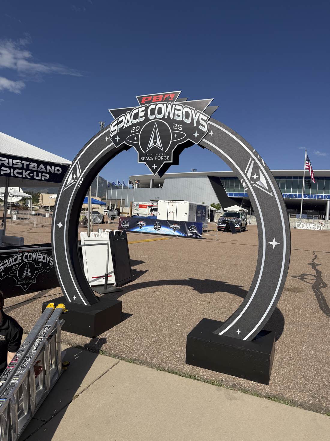 Finished archway with PBR Space Cowboys and Space Force logo topper